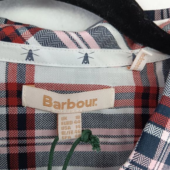NWT & Bag Barbour Bethwin Button Up Shirt Cloud Check Holiday Plaid Women SZ 14 - Picture 4 of 16